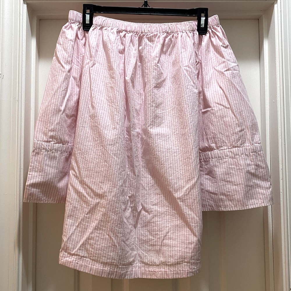 FREE ASSEMBLY WOMEN BARBIE PINK COTTON OFF SHOULDER CASUAL TOP BLOUSE- SIZE M